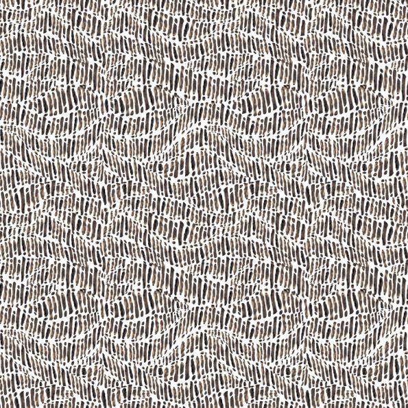 Tissu Bengaline imprimé Lilou marron sur fond Blanc - Par 10 cm