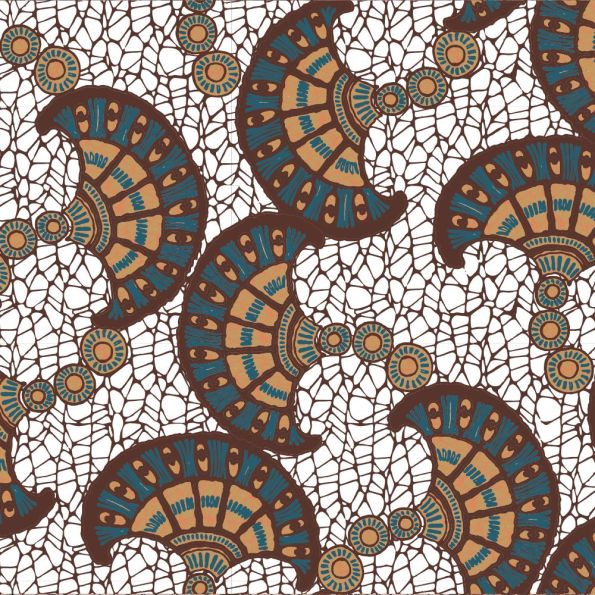 Tissu Viscose Chally Bali sur fond Blanc - Par 10 cm