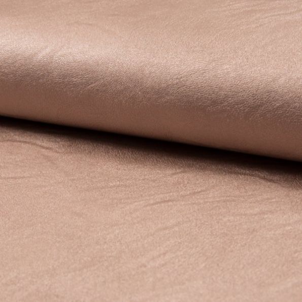 Tissu Simili Cuir Stretch nacré Rose poudré - Par 10 cm
