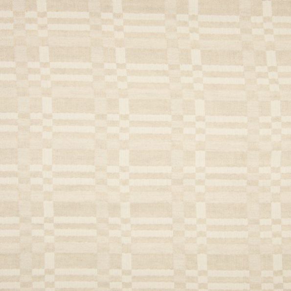 Tissu Lin coton  jacquard Graphique sur fond Beige sable - Par 10 cm