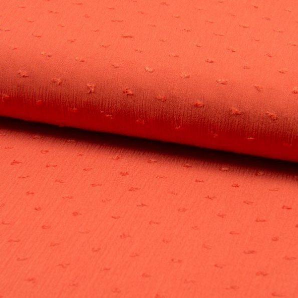 Tissu Plumetis Crépon de viscose Orange - Par 10 cm