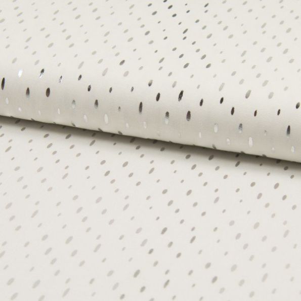 Tissu Viscose  Gouttes métallisées argentées Ecru - Par 10 cm