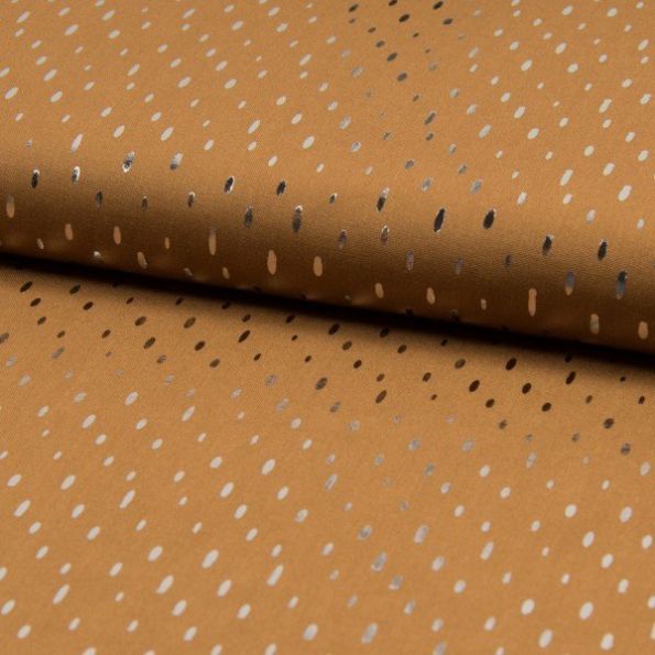Tissu Viscose  Gouttes métallisées argentées Camel - Par 10 cm