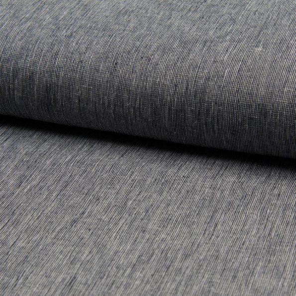 Tissu Lin Coton tissage étamine Bleu marine - Par 10 cm