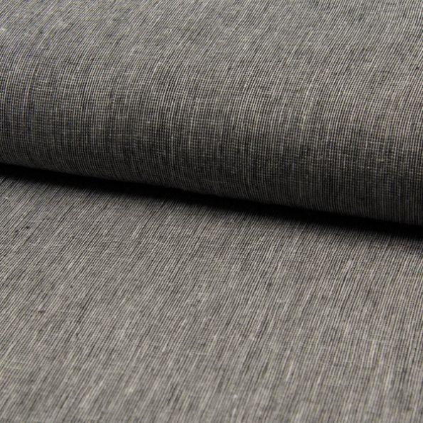 Tissu Lin Coton tissage étamine Noir - Par 10 cm