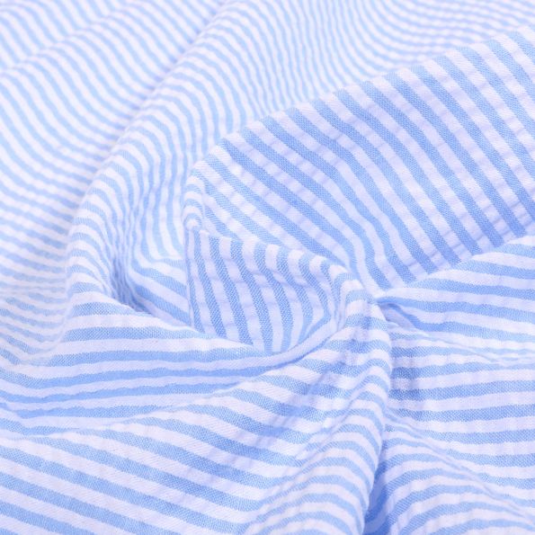 Tissu Seersucker Monica sur fond Bleu ciel - Par 10 cm