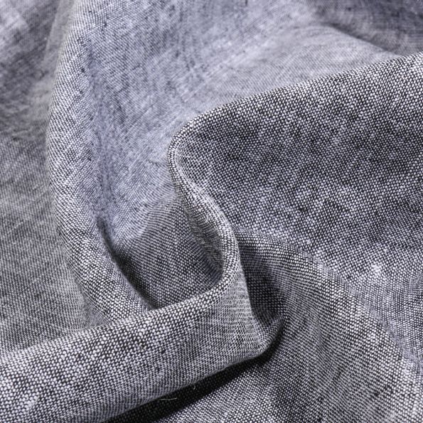 Tissu Lin Coton Chiné Bleu marine - Par 10 cm