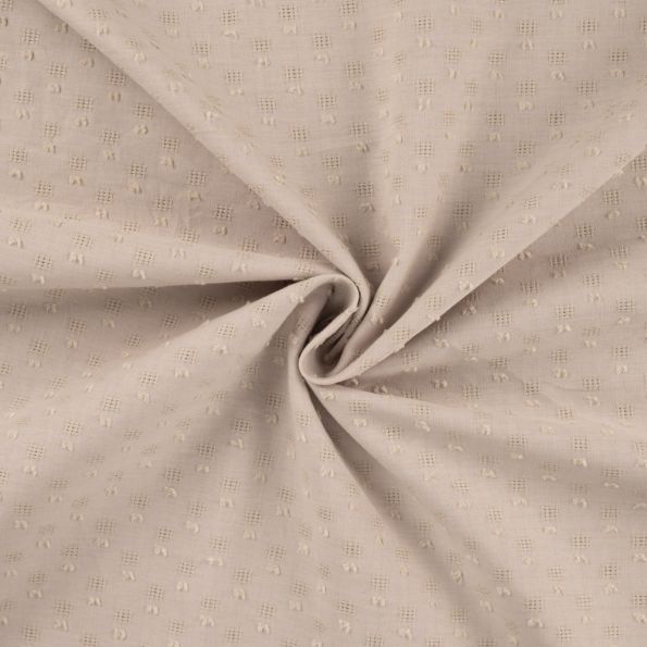 Tissu Plumetis Coton uni josh Beige - Par 10 cm