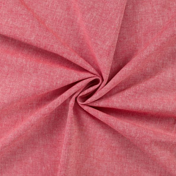 Tissu Lin Coton uni Rouge chiné - Par 10 cm