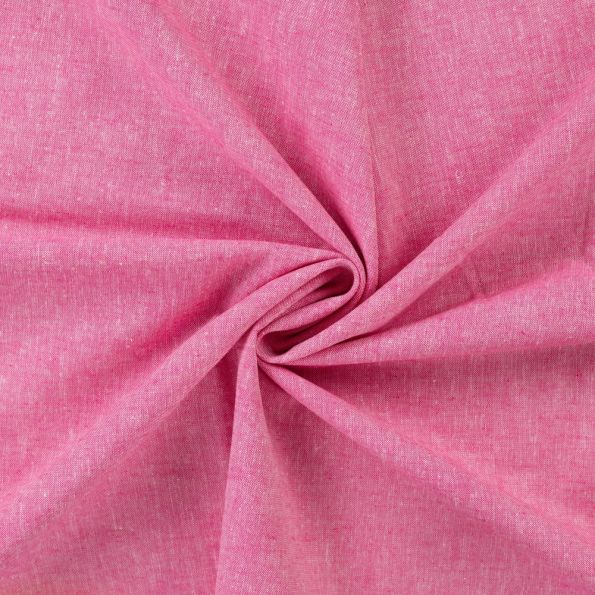 Tissu Lin Coton uni Rose chiné - Par 10 cm