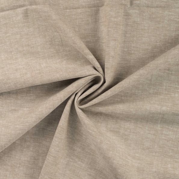 Tissu Lin Coton uni Beige chiné - Par 10 cm