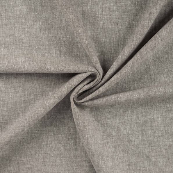 Tissu Lin Coton uni Taupe chiné - Par 10 cm