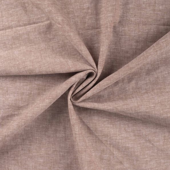 Tissu Lin Coton uni Marron chiné - Par 10 cm