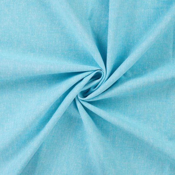 Tissu Lin Coton uni Bleu turquoise chiné - Par 10 cm