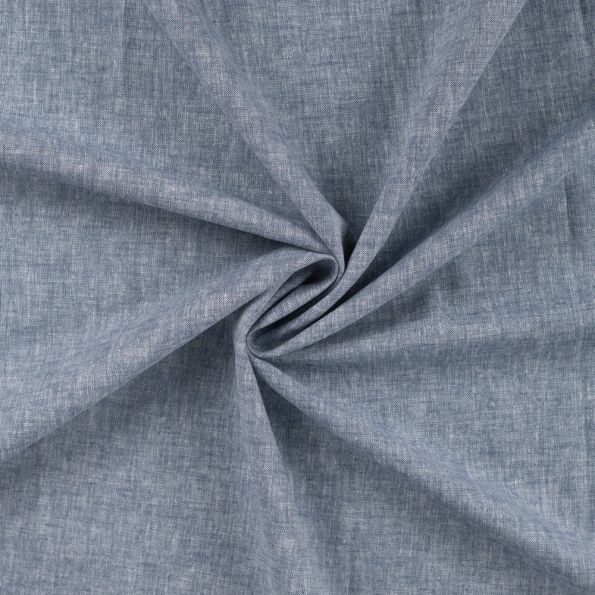 Tissu Lin Coton uni Bleu marine chiné - Par 10 cm