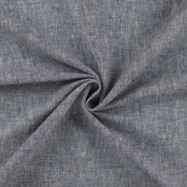 Tissu Lin Coton Chiné Bleu jean - Par 10 cm