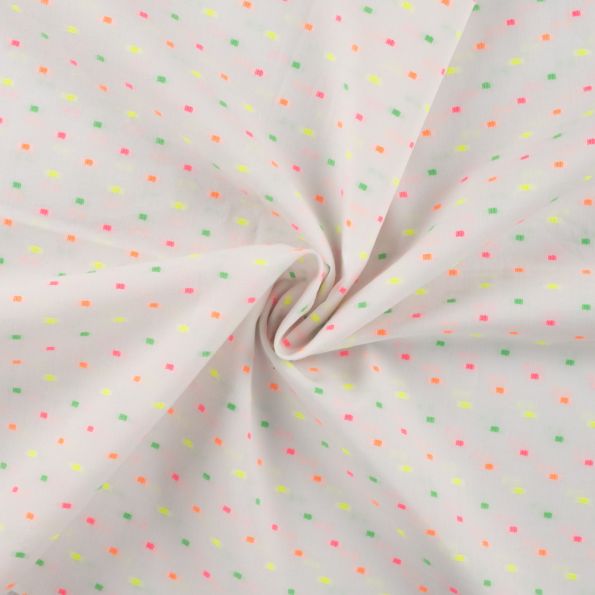 Tissu Plumetis Coton Bo-Tie flou sur fond Blanc - Par 10 cm