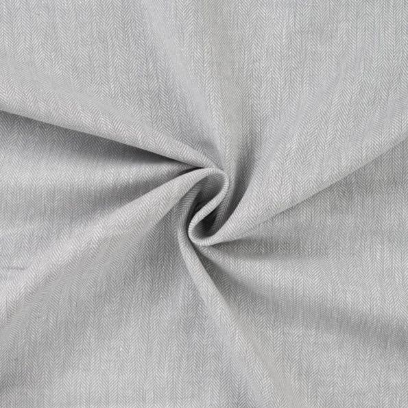 Tissu Lin Coton Chevrons chiné Gris clair - Par 10 cm