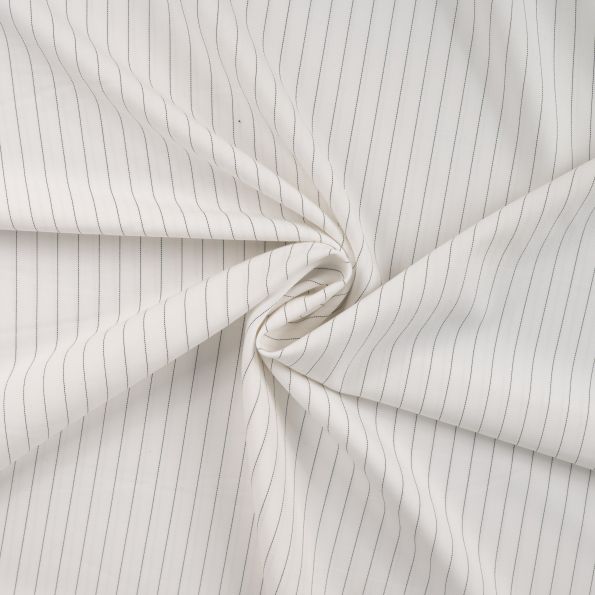 Tissu Gabardine Rayé sur fond Blanc - Par 10 cm