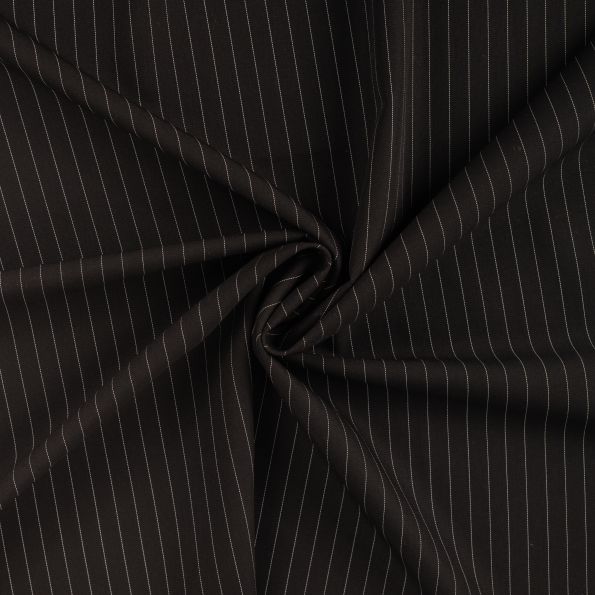 Coupon Tissu Gabardine Rayé sur fond Noir - Coupon de 60 cm