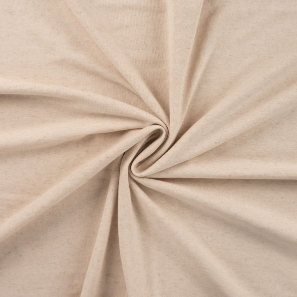 Tissu Jersey Coton Lin uni Beige chiné - Par 10 cm