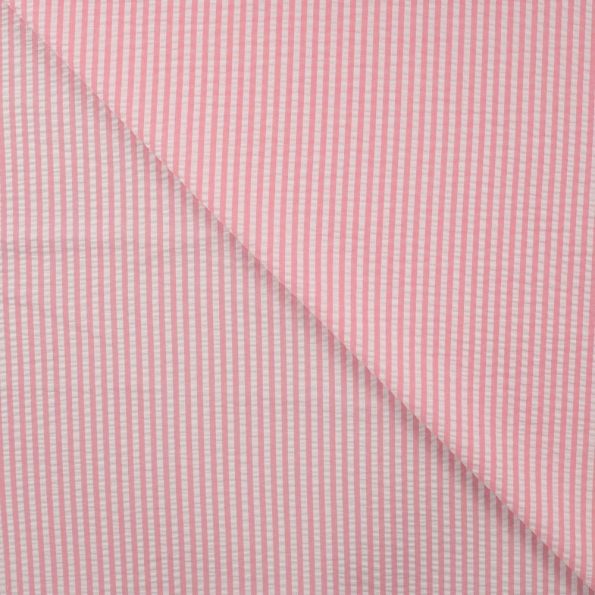 Coupon De Tissu Popeline Coton élasthanne Rayures Rose/blanc - 6 Pièces 50x140cm - Idéal Couture