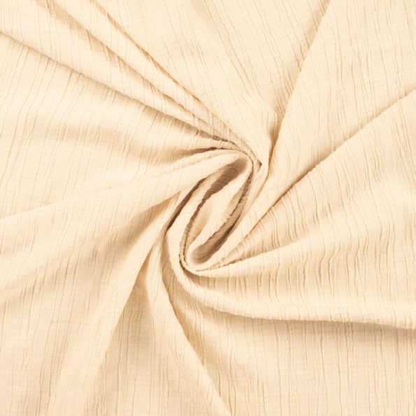 Tissu Crépon Lin Viscose uni Crème - Par 10 cm