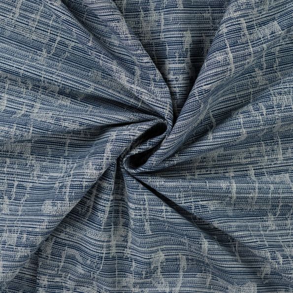 Tissu Jean Denim Rayures déchirées sur fond Bleu jean - Par 10 cm