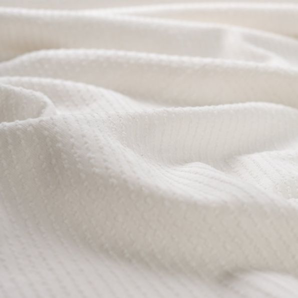 Tissu Coton Jacquard twill uni Blanc cassé - Par 10 cm