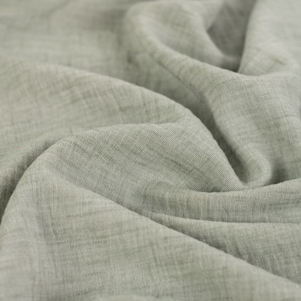 Tissu aspect Lin uni Vert - Par 10 cm