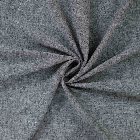 Tissu Lin Coton uni Gris anthracite chiné - Par 10 cm