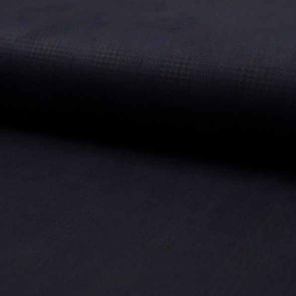 Tissu Suédine Scuba Carreaux Prince de Galles noir sur fond Bleu marine - Par 10 cm