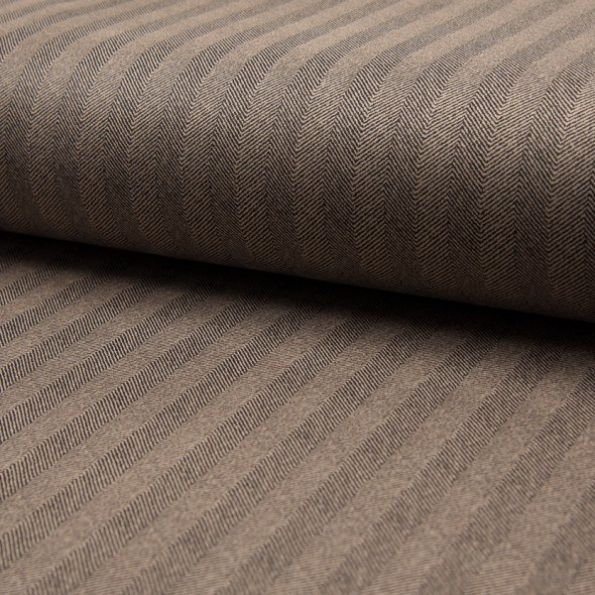 Tissu Suédine Scuba Rayures noires sur fond Beige - Par 10 cm