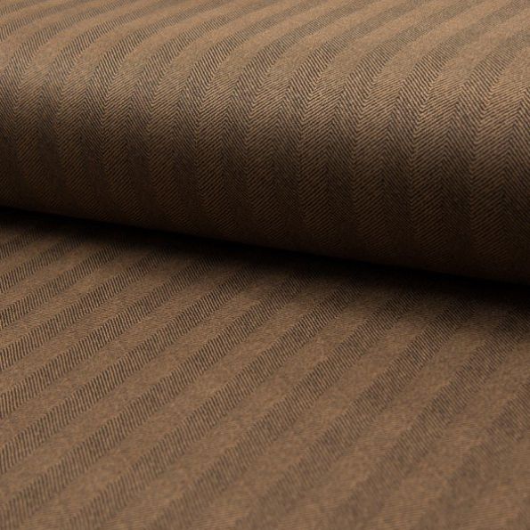 Tissu Suédine Scuba Rayures noires sur fond Camel - Par 10 cm