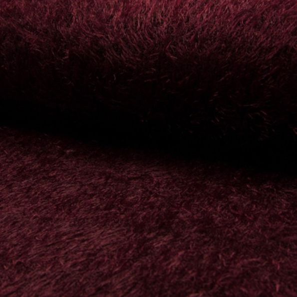 Tissu Maille Longs poils Ultra doux Bordeaux - Par 10 cm
