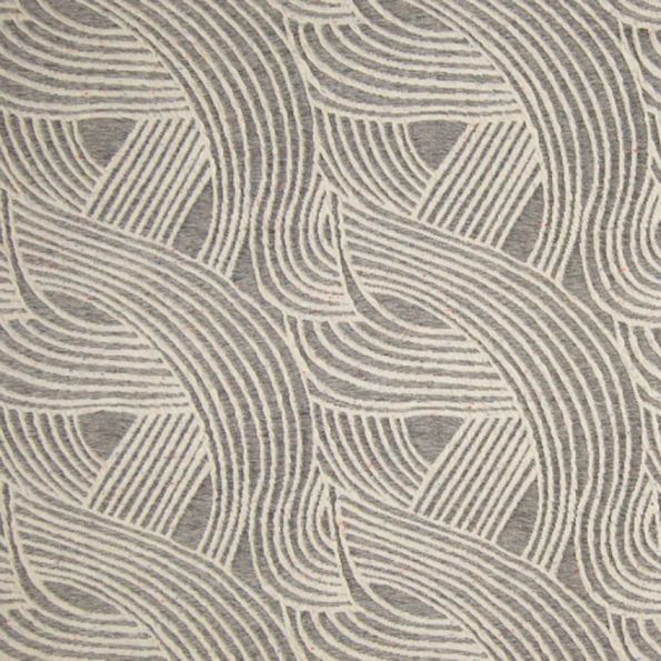 Tissu Jacquard Jersey moucheté Lignes entrecroisées Ecrues sur fond Gris - Par 10 cm