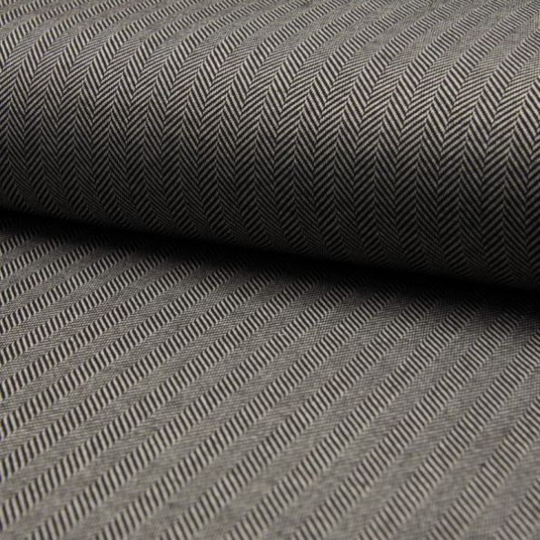 Coupon Tissu Jacquard polyviscose  extensible Chevrons noirs sur fond Blanc - Coupon de 30 cm
