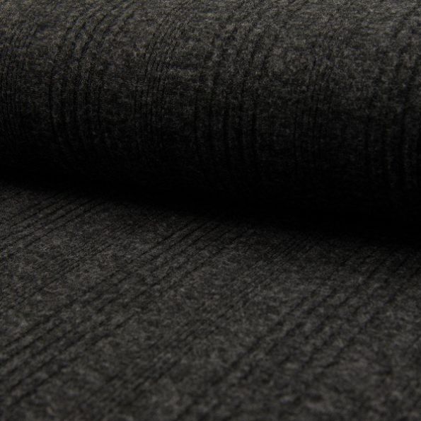 Tissu Maille Jersey  rayures relief Gris anthracite - Par 10 cm