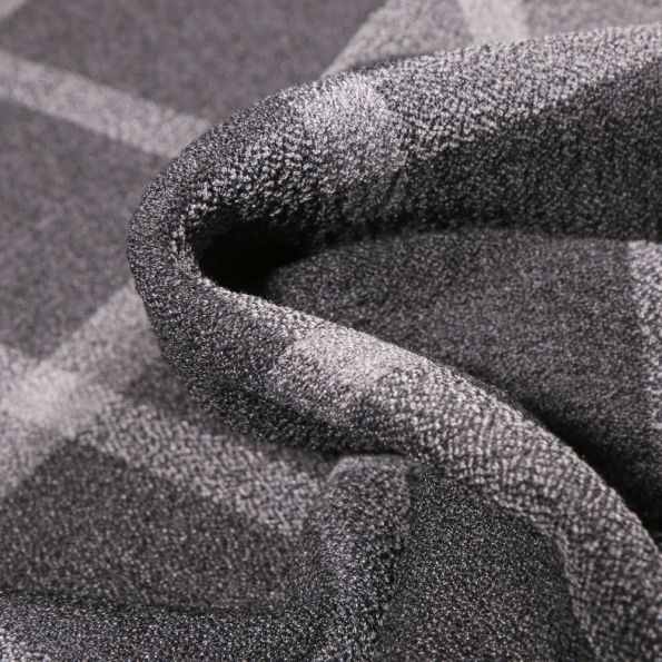 Tissu Crêpe texturé Carreaux gris clair sur fond Gris foncé - Par 10 cm