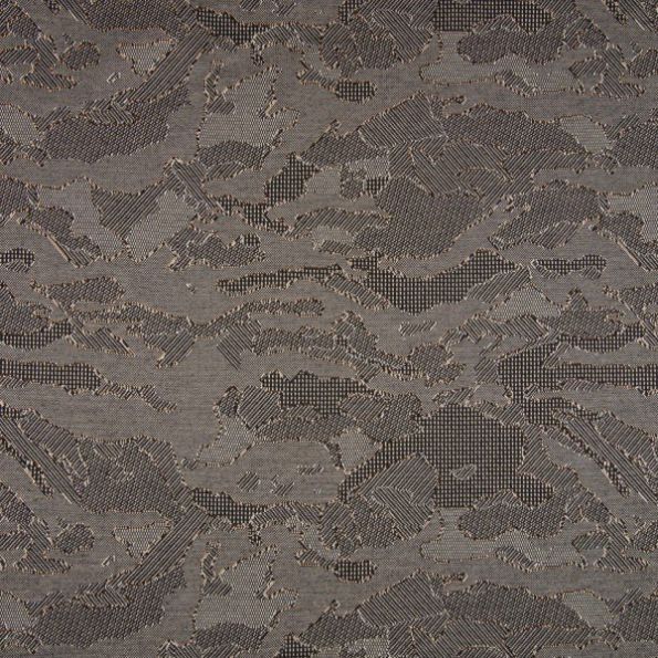 Tissu Jacquard Jersey Harvard Motifs abstraits Noirs et  ocres sur fond Gris - Par 10 cm
