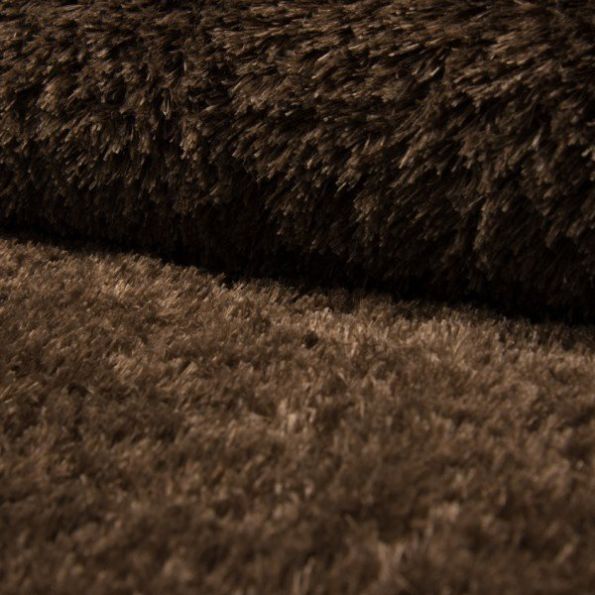 Tissu Fausse fourrure long poils aspect bison Marron chocolat - Par 10 cm