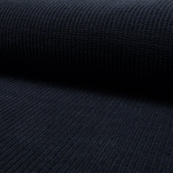 Tissu  maille chenille côtelé Bleu marine - Par 10 cm