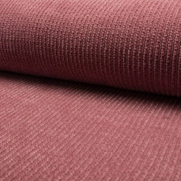 Tissu maille chenille côtelé Vieux rose - Par 10 cm