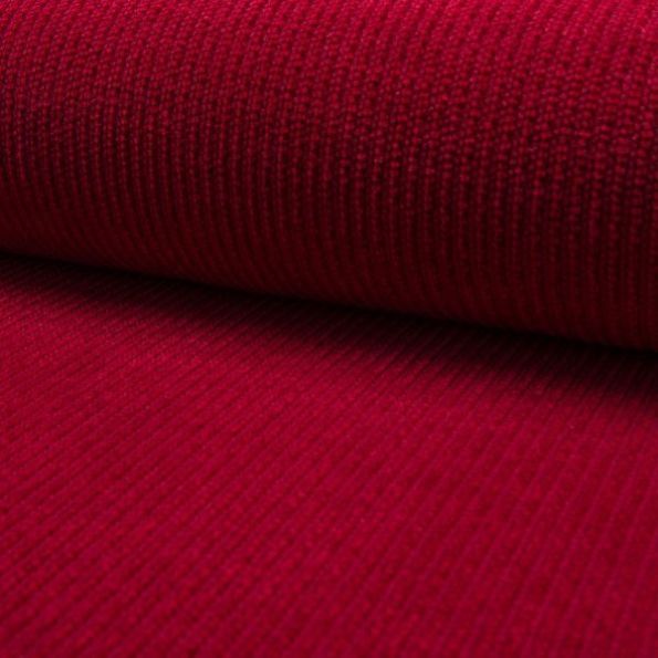 Tissu  maille chenille côtelé Rouge - Par 10 cm