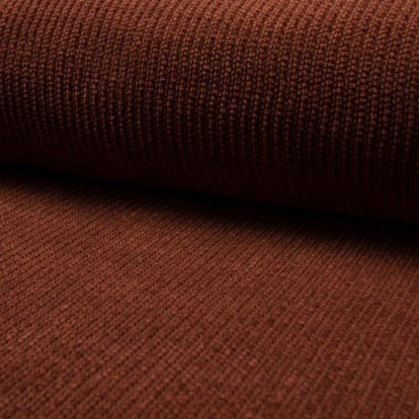 Tissu  maille chenille côtelé Brique - Par 10 cm