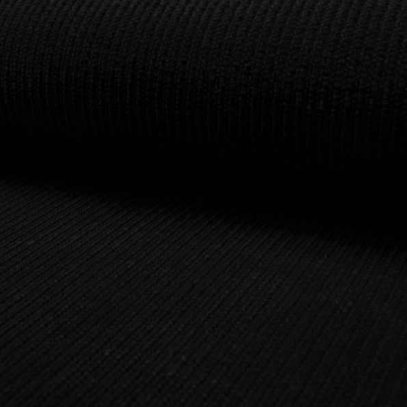 Tissu  maille chenille côtelé Noir - Par 10 cm