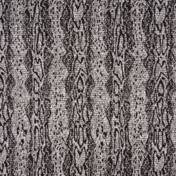 Tissu Jacquard Pailleté argent  Reptiles sur fond Gris - Par 10 cm