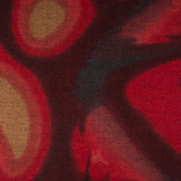 Tissu Caban Laine Motifs abstrait gris et beige sur fond Rouge - Par 10 cm