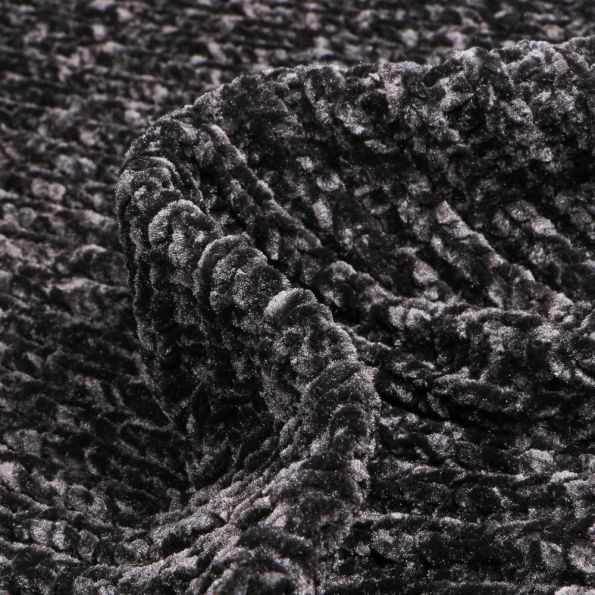 Galon Large En Chenille Noir - Largeur 4 Cm, Longueur 138 Cm, Neuf, Pour Ameublement Et Décoration