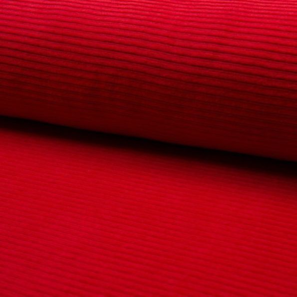 Tissu Jersey Côtelé Aspect Velours Rouge - Par 10 cm